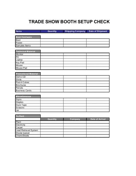 Trade Show Planning Checklist Template in Excel