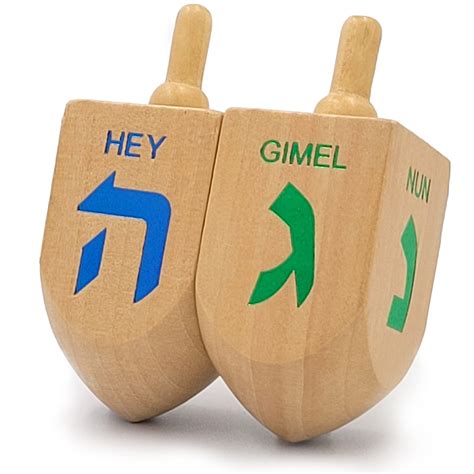 A traditional dreidel with Hebrew letters