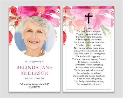 Traditional Funeral Prayer Card Template