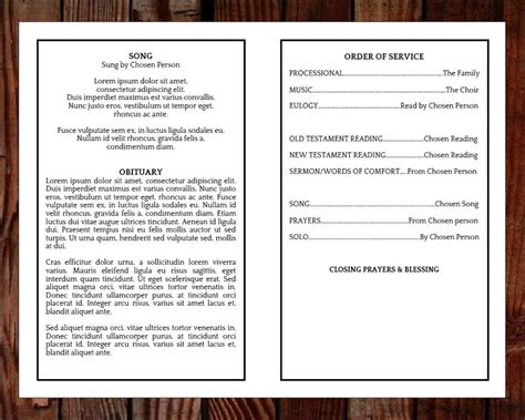 Traditional Funeral Program Template