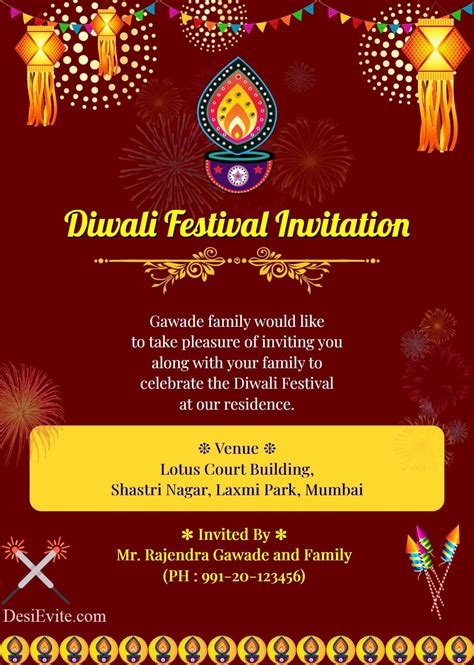 Traditional Indian Diwali Party Invitation