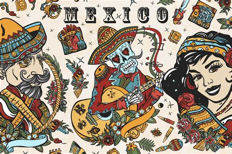 Traditional Mexican Tattoo Flash Designs