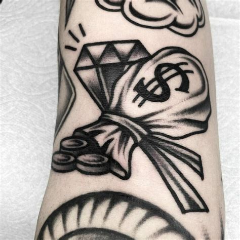 Traditional money bag tattoos with classic designs