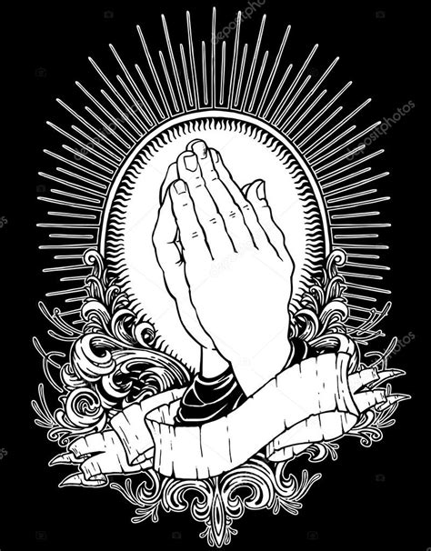 Traditional praying hands tattoo design