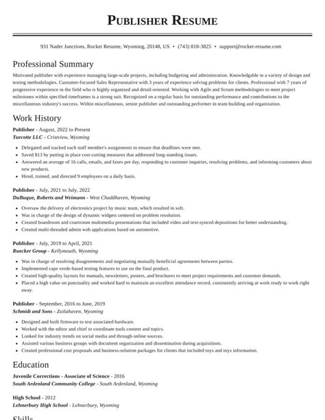 Traditional Publisher Resume Template