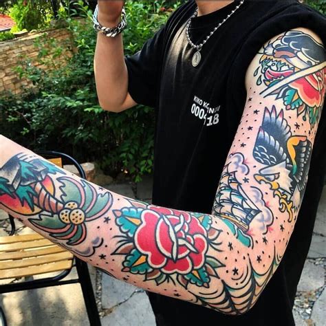 Traditional sleeve tattoos