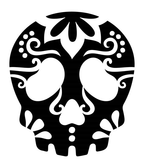 Traditional sugar skull pumpkin carving template