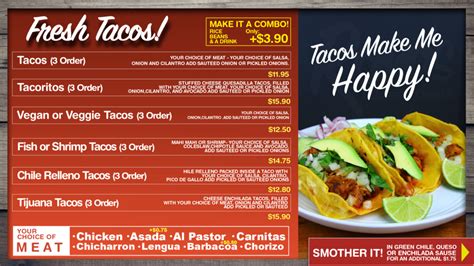 Traditional Tacos Menu