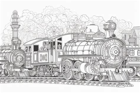 Train Coloring Pages for Adults