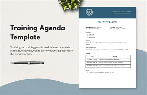 Training Agenda Template Word Style