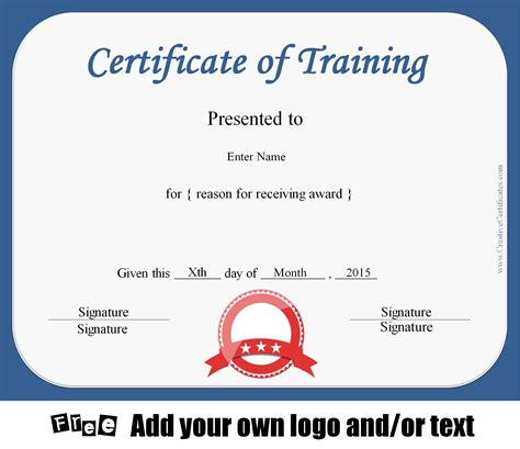 Training Certificate Template