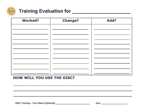 Training Evaluation Template in Excel