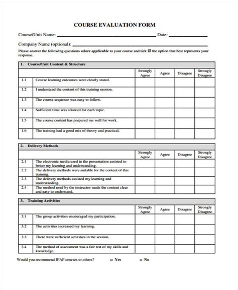 Training Program Evaluation Template