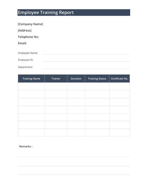 Training Report Template PDF