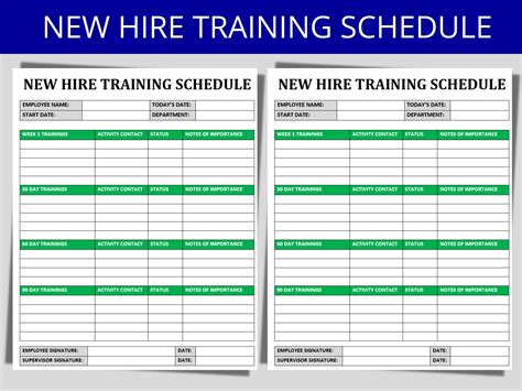 Training schedule example review