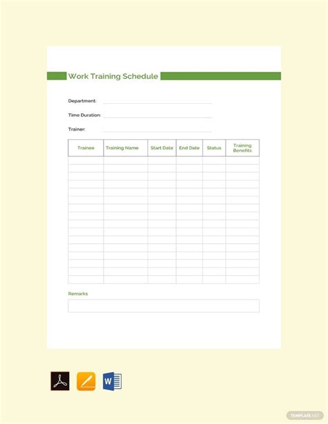 Training Schedule Template Download