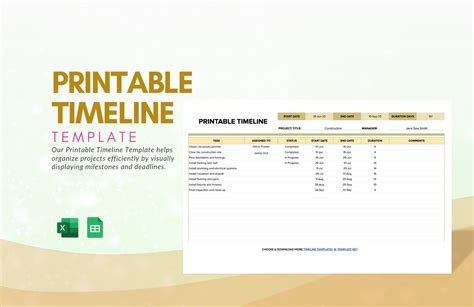 Training Timeline Template in Excel Printable