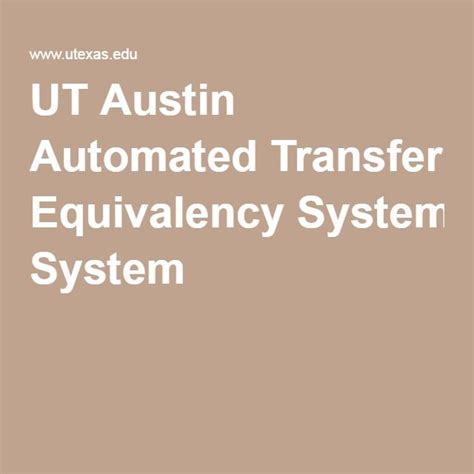 Transfer Equivalency System