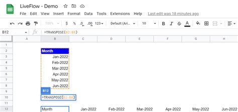 Transpose function in Google Sheets