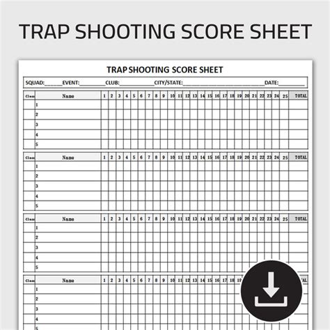 Trap Shooting Score Sheet Template for Experienced Shooters