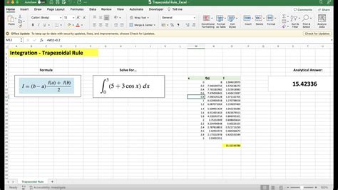 Trapezoidal Integration in Excel Gallery