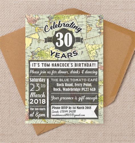 Travel 30th Birthday Invitation Template