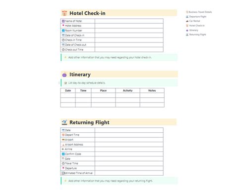 Travel Arrangements Template Google Docs