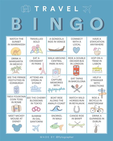 Travel Bingo Pattern