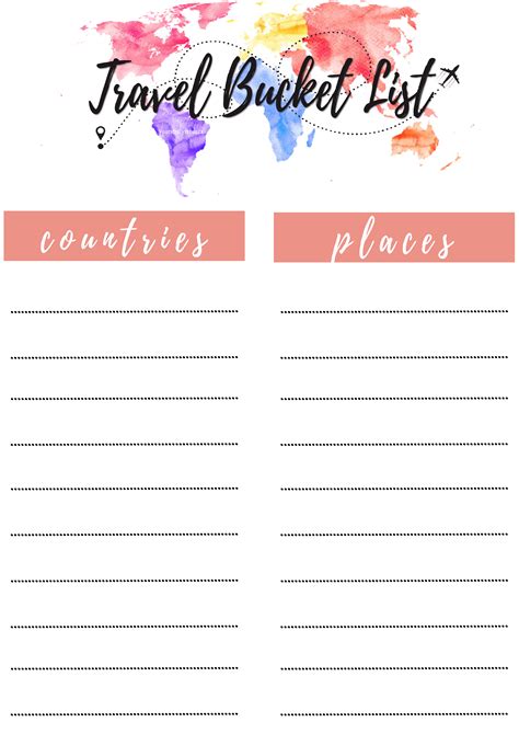 Travel Bucket List Template