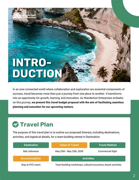 Travel Budget Proposal Template Example