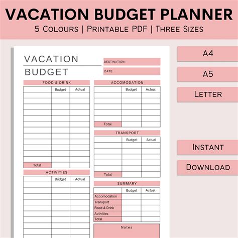 Travel budget tracker template