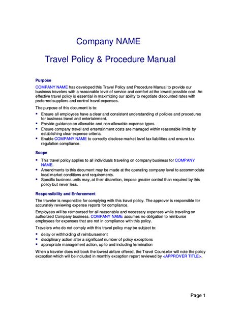 Travel Expense Management Policy Template