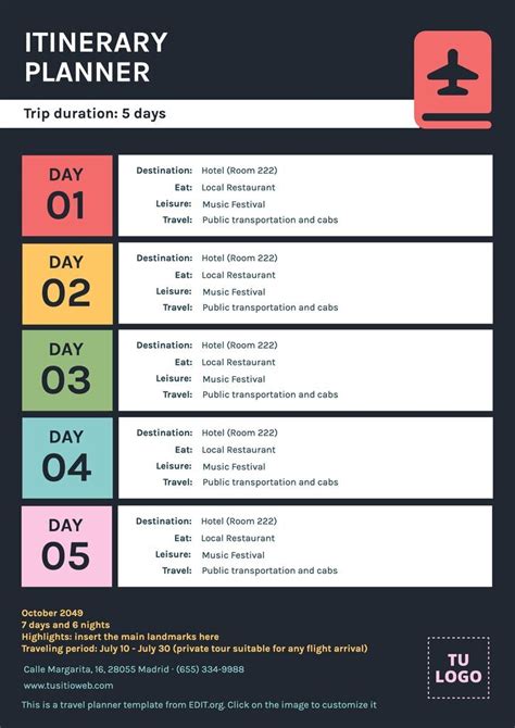 Travel Itinerary Template