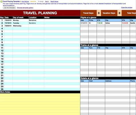 Free Travel Planner Printable