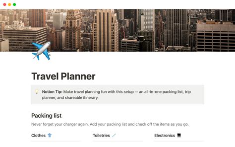 Travel Planner Notion Template