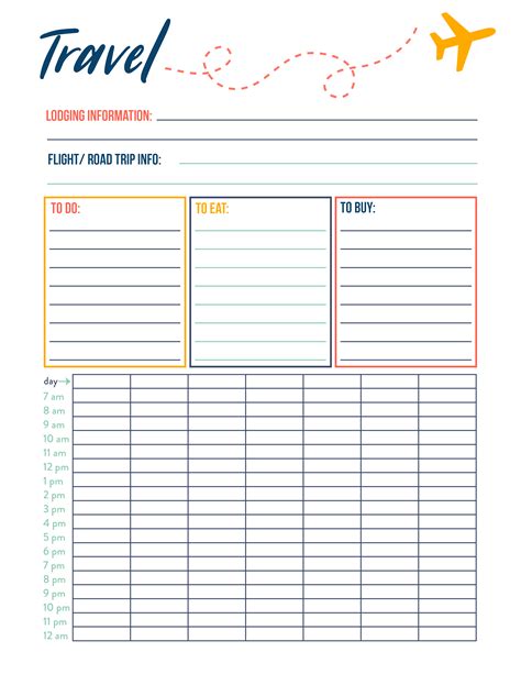 Travel Planner Worksheet