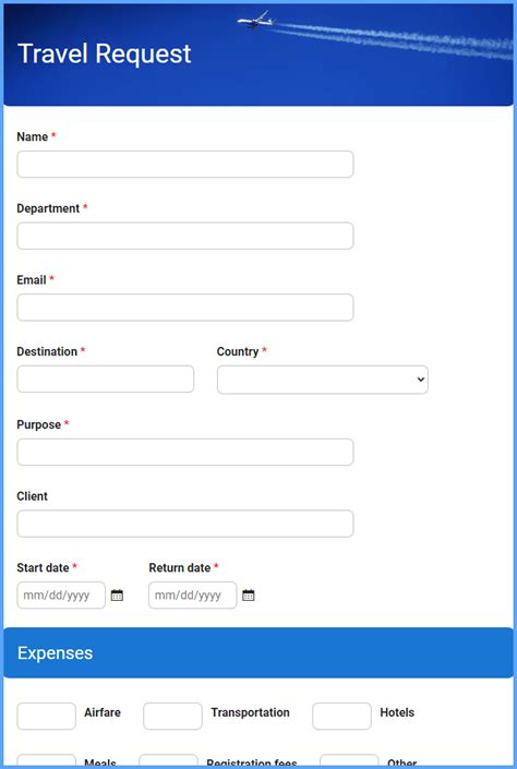 Travel Request Form Template in Excel