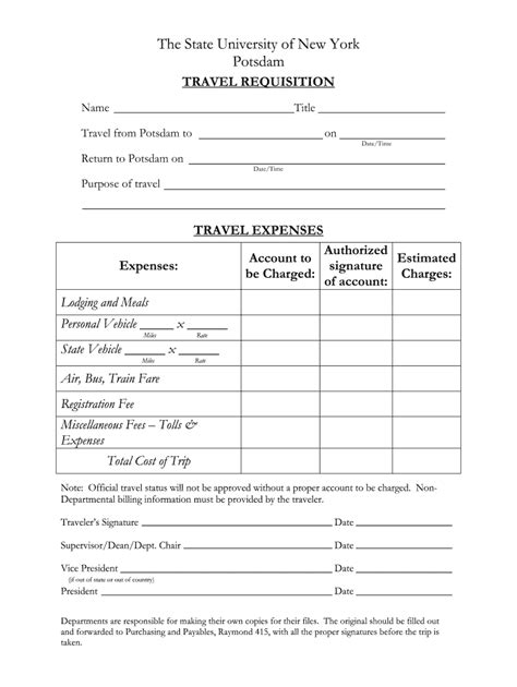 Travel Requisition Form Template