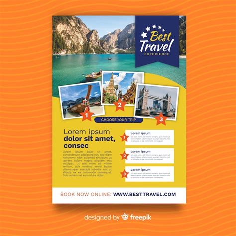 Travel template with a mountain landscape