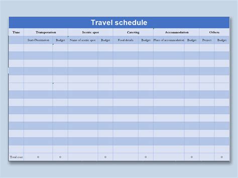 Travel Templates for Excel