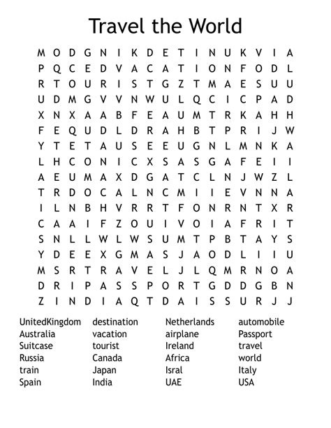 Travel the World Word Search