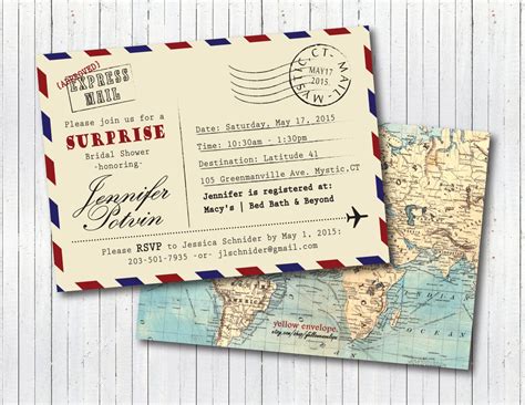 Travel-Themed Postcard Wedding Invitation