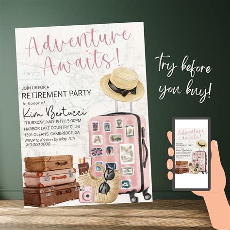 Travel-Themed Retirement Party Invitation