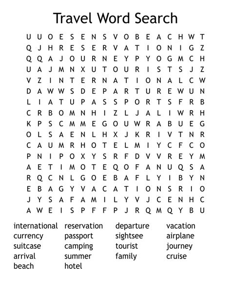 Travel-themed Word Search