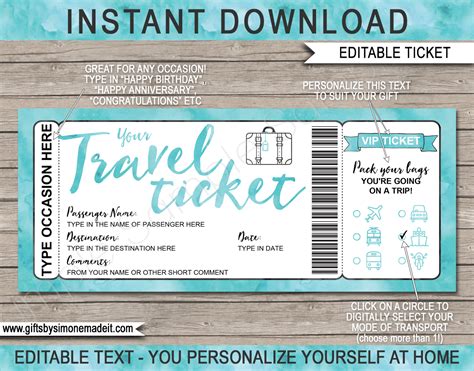 Travel ticket template