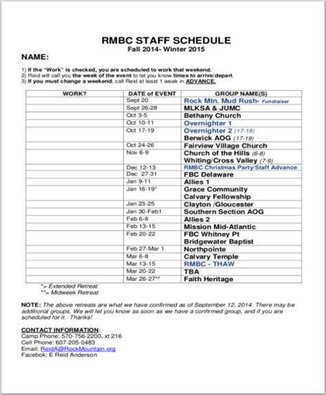 Travis AFB Retreat Schedule