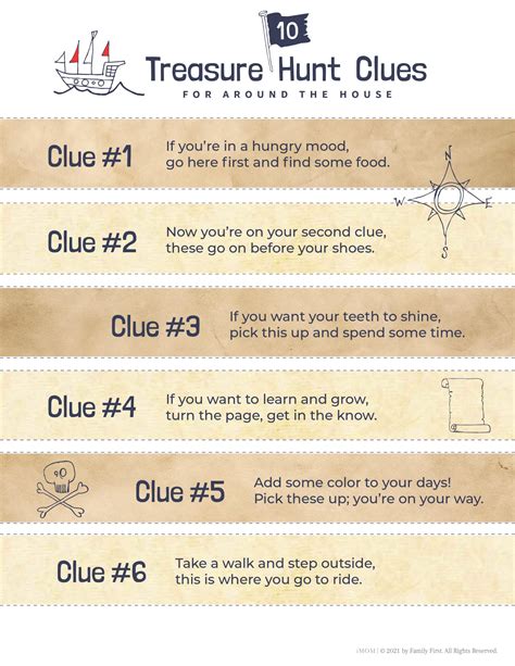 Treasure Hunt Clue Sheets