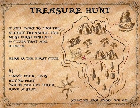 Treasure Map Template with Clues