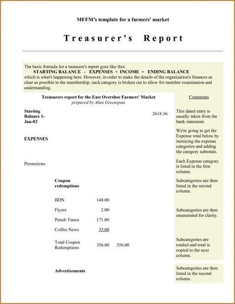 Treasurer report template example 10