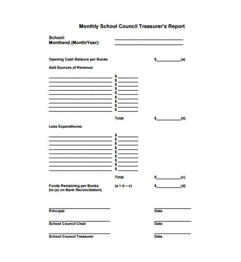 Treasurer report template in Google Sheets